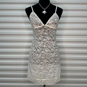 2009 Victoria's Secret White LACE Lace Mesh Slip